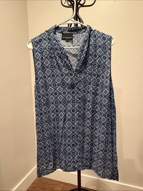 Cynthia Rowley Blue Printed Sleeveless V-Neck Camisole